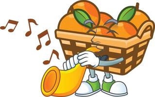 cesta laranjas desenho animado personagem estilo vetor
