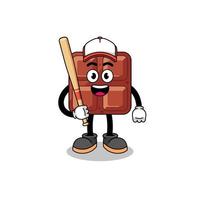 chocolate Barra mascote desenho animado Como uma beisebol jogador vetor