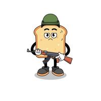 desenho animado do pão soldado vetor