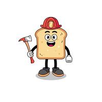 desenho animado mascote do pão bombeiro vetor