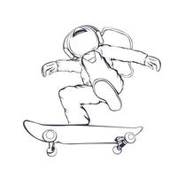ilustração vetorial desenhada à mão de skate de astronauta vetor