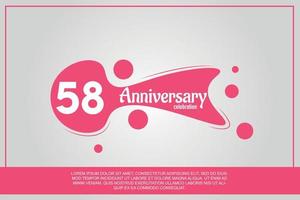 58 ano aniversário celebração logotipo com Rosa cor Projeto com Rosa cor bolhas em cinzento fundo vetor abstrato ilustração