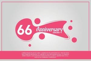 66 ano aniversário celebração logotipo com Rosa cor Projeto com Rosa cor bolhas em cinzento fundo vetor abstrato ilustração