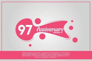 97 ano aniversário celebração logotipo com Rosa cor Projeto com Rosa cor bolhas em cinzento fundo vetor abstrato ilustração