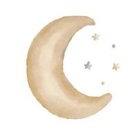fofa aguarela ilustração para bebê e crianças com lua e estrelas. vetor