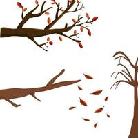 seco árvore caído folhas ilustração vetor
