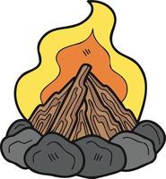 mão desenhado fogo Cova para acampamento ilustração dentro rabisco estilo vetor