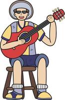 mão desenhado turistas jogando guitarra ilustração dentro rabisco estilo vetor