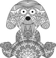 fofa animal cachorro mandala coloração página vetor