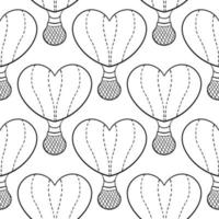mão desenhado quente ar balão coração em forma desatado padronizar vetor