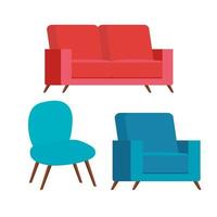 conjunto de sofás e cadeiras confortáveis