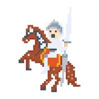 cavaleiro desenho animado personagem dentro pixel arte estilo. pixel arte Guerreiro vetor