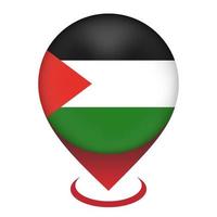 ponteiro do mapa com a Palestina do país. bandeira palestina. ilustração vetorial. vetor