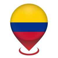ponteiro de mapa com contry colômbia. bandeira da Colômbia. ilustração vetorial. vetor