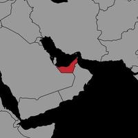 pin mapa com bandeira dos Emirados Árabes Unidos no mapa do mundo. ilustração vetorial. vetor