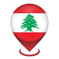 ponteiro de mapa com contry líbano. bandeira do Líbano. ilustração vetorial. vetor