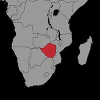 pin mapa com bandeira do zimbabwe no mapa do mundo. ilustração vetorial. vetor