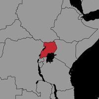 pin mapa com bandeira de uganda no mapa do mundo. ilustração vetorial. vetor