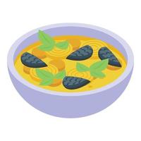 frutos do mar sopa ícone isométrico vetor. Comida cozinha vetor