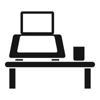 ergonômico computador portátil Lugar, colocar ícone simples vetor. sentar postura vetor