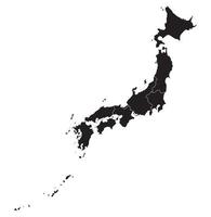 Japão mapa com Preto cor. vetor com okinawa ilhas. administrativo mapa. regiões.