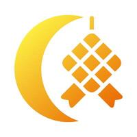 ketupat ícone sólido gradiente amarelo estilo Ramadã ilustração vetor elemento e símbolo perfeito.