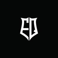 Fita de logotipo de carta de monograma eq com estilo de escudo isolado em fundo preto vetor