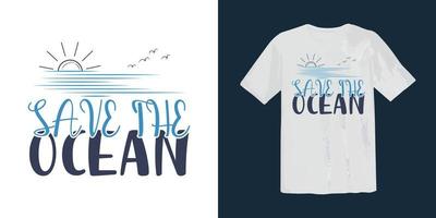 Salve  a oceano slogan tipografia surfar, praia, verão, ilustração, vintage t camisa gráfico. vetor