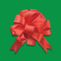 fita vermelha isolada no fundo verde, para celebração, festivo, presente, convite, ilustração vetorial vetor