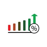 gráfico com seta e percentagem vetor