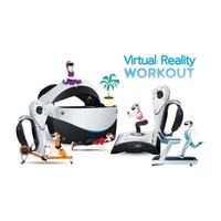 as pessoas usam máquinas de realidade virtual para exercícios, exercícios com imaginação. vetor