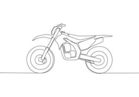 1 solteiro linha desenhando do difícil trilha motocross logotipo. fora estrada motocicleta conceito. contínuo linha desenhar Projeto vetor ilustração