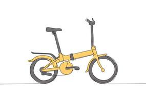 solteiro contínuo linha desenhando do dobrando bicicleta logotipo. dois ciclo transporte conceito. 1 linha desenhar Projeto gráfico vetor ilustração
