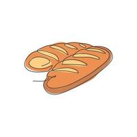 um desenho de linha contínua do emblema do logotipo da loja de pão francês longo e fino fresco e delicioso. conceito de modelo de logotipo de loja de baguetes caseiros. ilustração em vetor design de desenho de linha única moderna