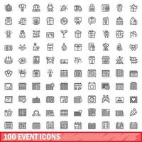 100 evento ícones definir, esboço estilo vetor