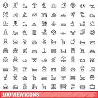 100 Visão ícones definir, esboço estilo vetor