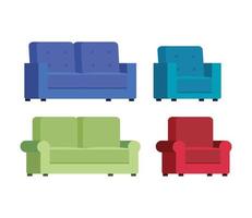 conjunto de ícones de sofás confortáveis