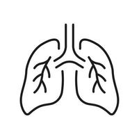 ícone da linha do pulmão humano. brônquios e pictograma do sistema respiratório da traqueia. ícone de contorno de órgão respiratório brônquico saudável. pneumonia doença respiratória. curso editável. ilustração vetorial isolada. vetor