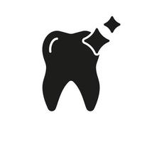 humano dente brilho silhueta ícone. natural brilhante dente, dental tratamento placa. odontologia clínica logotipo. limpar \ limpo oral, dentes higiene glifo pictograma. isolado vetor ilustração.