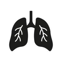 saudável bronquial respiratório interno órgão glifo ícone. humano pulmão silhueta ícone. pneumonia respiração doença. brônquios e traquéia respiração sistema pictograma. isolado vetor ilustração.