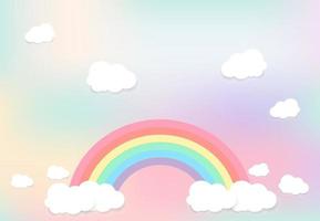 pastel arco-íris com suave branco nuvens em gradiente pastel vetor ilustração