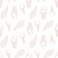 gelo creme cones. desatado padronizar. tinta esboço isolado em branco fundo. mão desenhado vetor ilustração. retro estilo.