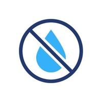 água solta proibido silhueta ícone. líquidos estão Proibido cor pictograma. Faz não beber água colorida ícone. isolado vetor ilustração.
