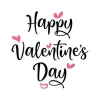 feliz dia dos namorados dia tipografia com rabisco Rosa corações letras isolado em branco fundo vetor ilustração do uma dia dos namorados dia cartão.