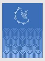 abstrato ilustração legal azul monocromático boho arte com geométrico linha Como oceano fundo vetor