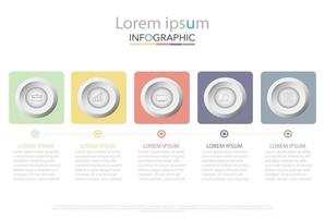 modelo de infográfico de círculo de cronograma mínimo cinco opções ou etapas vetor