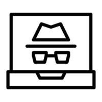 isolado hacking símbolo dentro esboço ícone em branco fundo. hacker, cyber crime, incógnito, computador portátil vetor