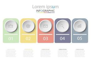modelo de infográfico de círculo de cronograma mínimo cinco opções ou etapas vetor