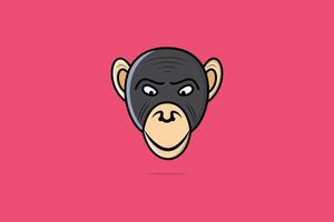 macaco cabeça desenho animado personagem vetor ilustração. animal natureza ícone conceito. alegre macaco cabeça vetor Projeto em Rosa fundo com sombra.