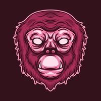 cabeça de macaco isolada em fundo escuro vetor